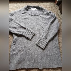 Zara Light Gray Oversized Long Crewneck Sweater